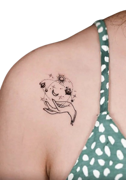Tattoo tagged with: flower, small, astronomy, tiny, ifttt, little, nature,  shoulder blade, crescent moon, moon, ami, illustrative | inked-app.com